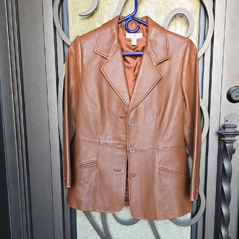 Nordstrom Tan Leather Blazer Style Jacket